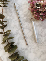 Collapsible Stainless Steel Straw - Matt Silver, Zero Waste Club, The Clean Market
