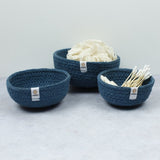 Mini Jute Bowls - Set of 3 - Denim, Green Pioneer, The Clean Market