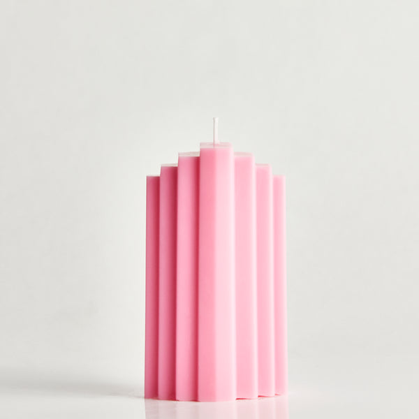 Skyscraper Fresh Linen Scented Candle - Pastel Pink, Elaina Grace, The Clean Market  