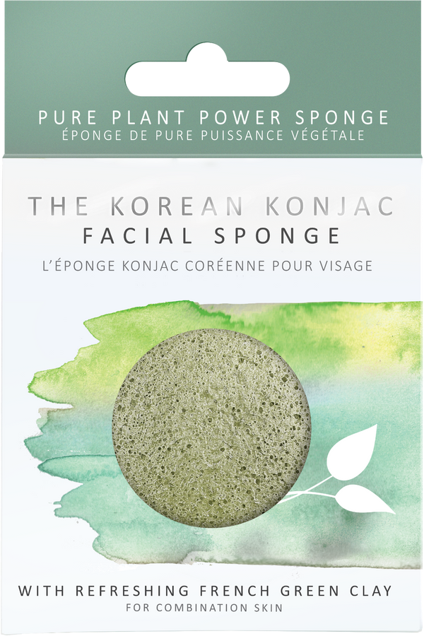 Konjac Facial Sponge - Green French Clay, The Konjac Sponge Co, The Clean Market  
