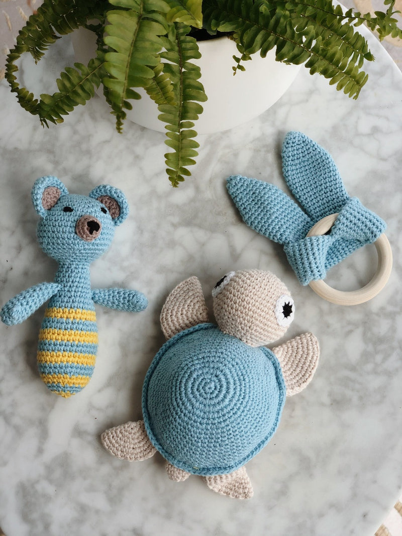 Handmade Crochet Baby Toys - Blue Pack, The Clean Market, The Clean Market  