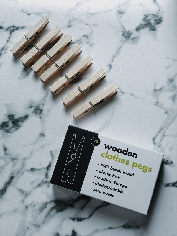 Wooden Clothes Pegs (Pack of 20), Ecoliving, The Clean Market  