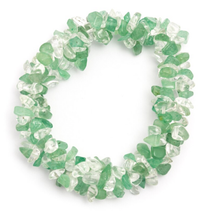 Crystal Chunky Elasticated Bracelet - Green Aventurine & Clear Quartz, Holistic Trader, The Clean Market  