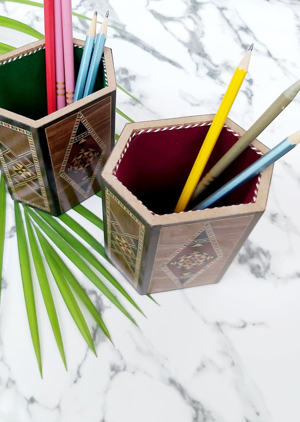 Handmade Wooden Mosaic Pencil Holder, The Clean Market, The Clean Market  