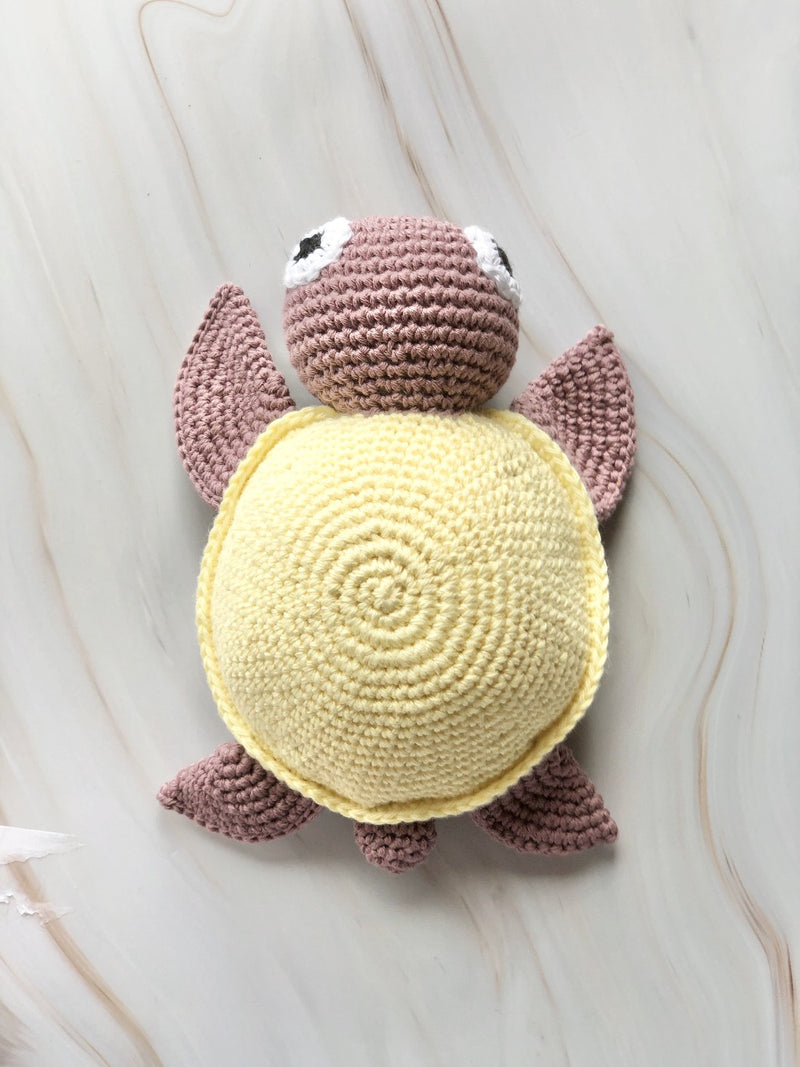 Handmade Crochet Squeakable Turtle - Yellow, The Clean Market, The Clean Market  