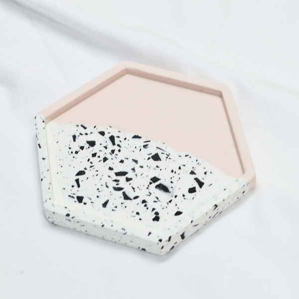 Terrazzo Oval Trinket Tray - Pink & Monochrome - MadebyPaulinaUK