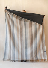 Recycled Wool Waterproof Picnic Blanket - Natural Stripe Herringbone, The Tartan Blanket Co, The Clean Market  