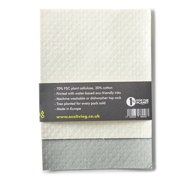 Compostable Sponge Cleaning Cloths (Pack of 2), Ecoliving, The Clean Market  