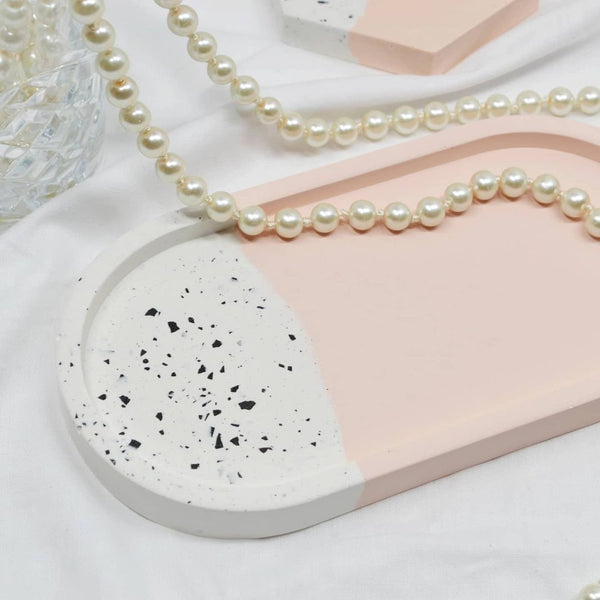 Terrazzo Oval Trinket Tray - Pink & Monochrome, Made by Paulina, The Clean Market  