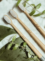 Bamboo Toothbrush - Medium - Cloud White, Green Pioneer, The Clean Market  