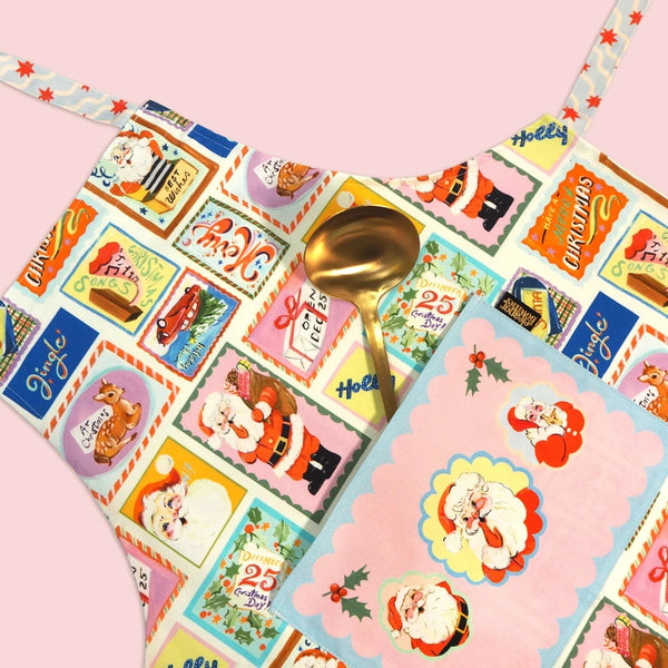Adult's Christmas Apron - Postcards From Santa, Eleanor Bowmer, The Clean Market  