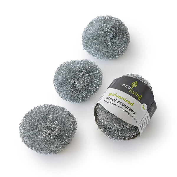 Galvanised Steel Scourers - Pack of 3, Ecoliving, The Clean Market  