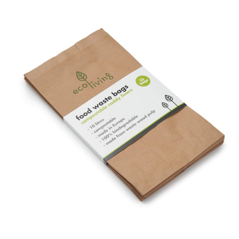 Compostable Food Waste Paper Bags - Pack of 25, Ecoliving, The Clean Market  