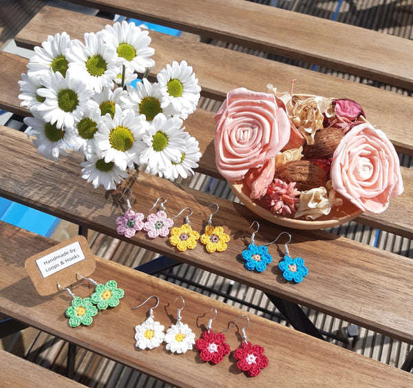 Handmade Crochet Earrings - Flower, Loops & Hooks, The Clean Market  