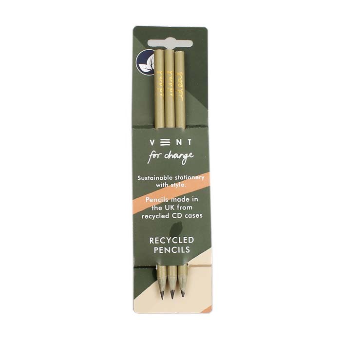 Recycled Plastic Pencils - Pack of 3, Green Pioneer, The Clean Market  