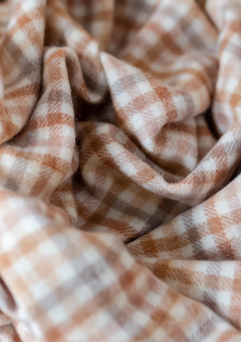 Oversized Pure Lambswool Scarf - Neutral Gingham, The Tartan Blanket Co, The Clean Market  