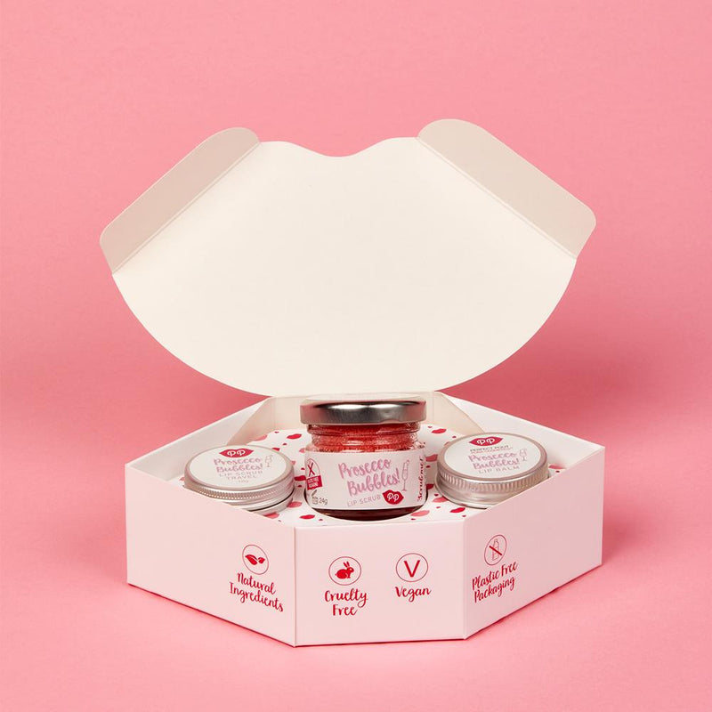 Lip Scrub & Balm Gift Set - Prosecco Bubbles, Pura Cosmetics, The Clean Market  