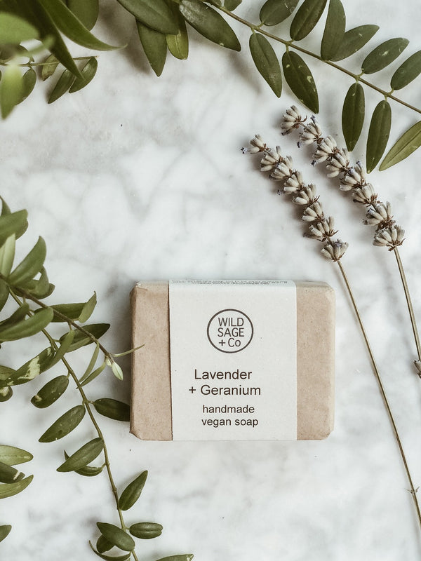 Handmade Natural Soap - Lavender & Geranium, Wild Sage + Co, The Clean Market  